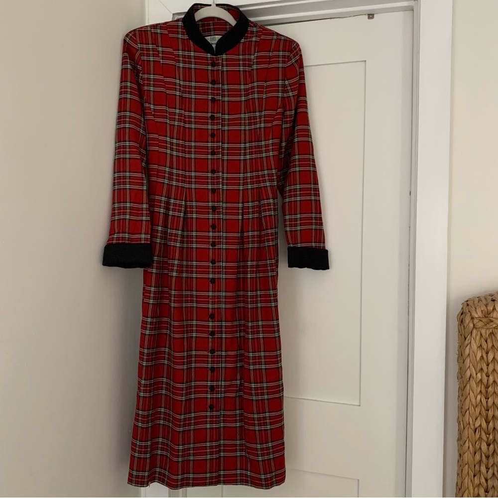 Orvis Vintage Red Tartan Plaid Maxi Dress